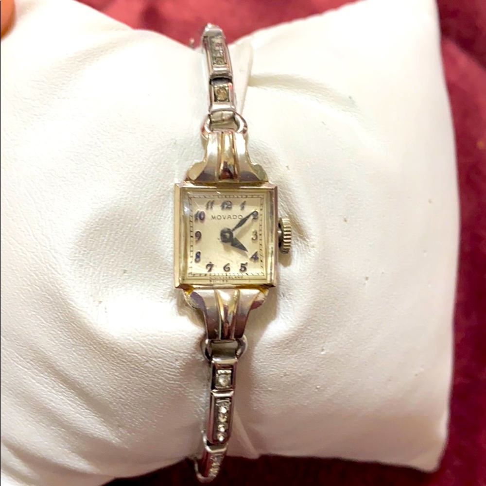 Movado 14k white gold with diamonds watch